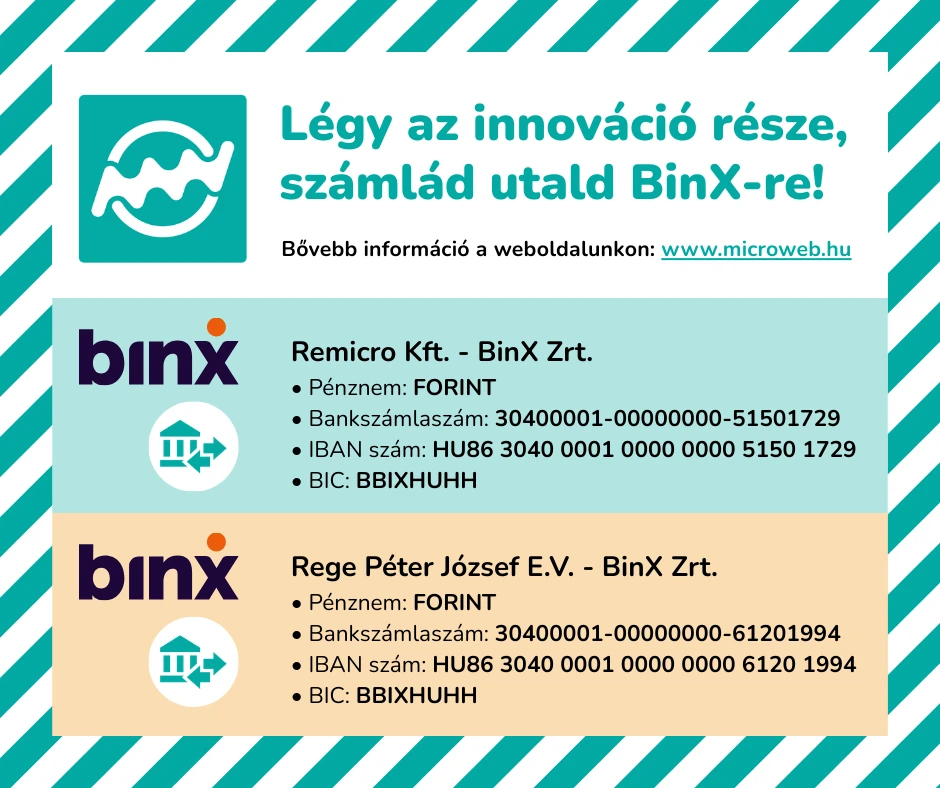 Légy az innováció része, számlád utald BinX-re!