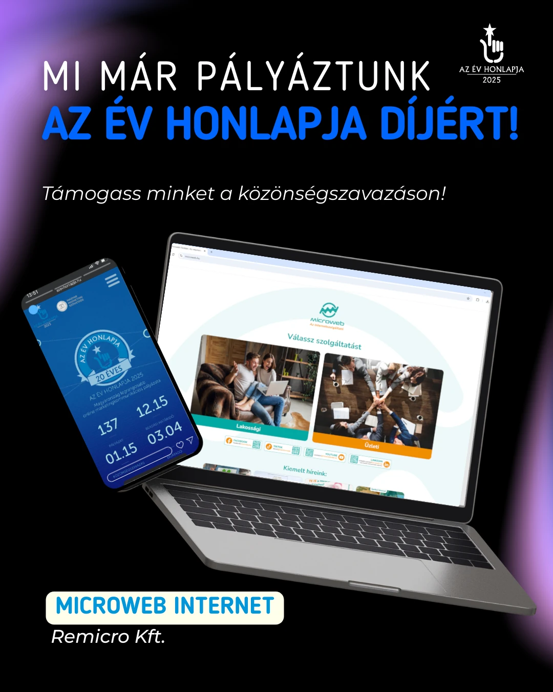 Mi már pályáztunk Az Év Honlapja 2025 díjra!